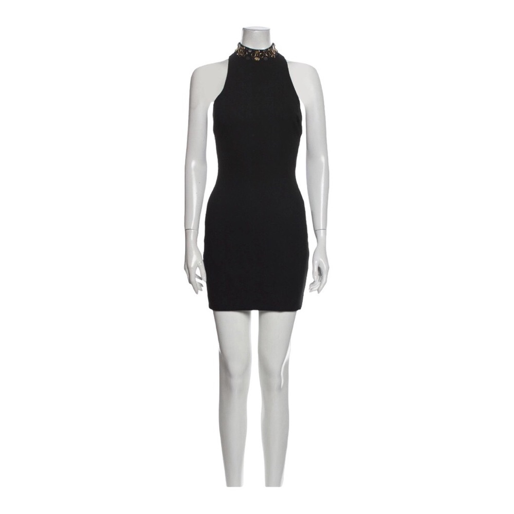 Elizabeth and James, beaded sequin mock neck mini dress, black, women’s size 0